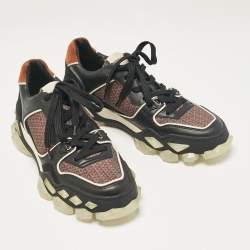 Pre Owned Jimmy Choo Multicolor Leather and Suede Diamond Lace Up Sneakers Size 40