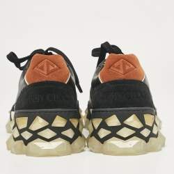 Pre Owned Jimmy Choo Multicolor Leather and Suede Diamond Lace Up Sneakers Size 40