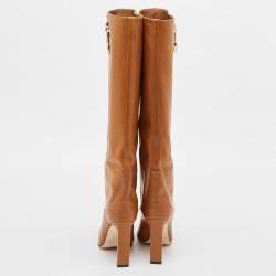 Pre Owned Jimmy Choo Brown Leather Mahesa Knee Length Boots Size 39