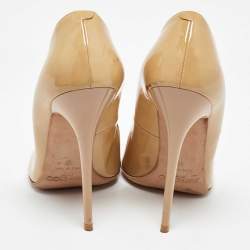 Jimmy Choo Beige Patent Leather Romy Pointed Toe Pumps Size 40