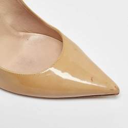 Jimmy Choo Beige Patent Leather Romy Pointed Toe Pumps Size 40