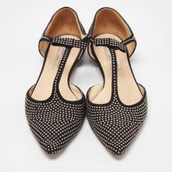 Pre Owned Jimmy Choo Black Suede Studded T Strap Ballet Flats Size 40