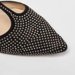 Pre Owned Jimmy Choo Black Suede Studded T Strap Ballet Flats Size 40
