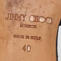 Pre Owned Jimmy Choo Black Suede Studded T Strap Ballet Flats Size 40