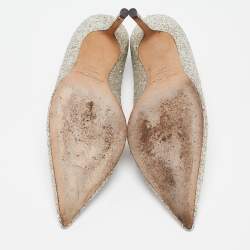 Pre Owned Jimmy Choo Silver Glitter Romy Pumps Size 39.5