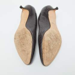 Jimmy Choo Grey Lizard Embossed Leather Pumps Size 38.5