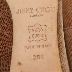 Pre Owned Jimmy Choo Brown Lizard Embossed Suede Pointed Toe Pumps Size 38.5