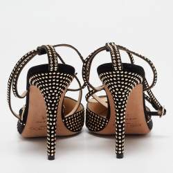 مملوكة مسبقًا Jimmy Choo Black Mesh and Studded Suede Kizzy Pumps Size 38
