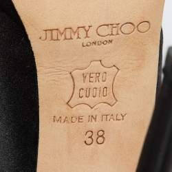 Pre Owned Jimmy Choo Black Satin Bow Pumps Size 38