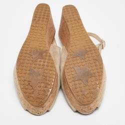 Jimmy Choo Gold Suede Prova Cork Wedge Sandals Size 39.5