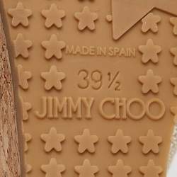 Jimmy Choo Gold Suede Prova Cork Wedge Sandals Size 39.5
