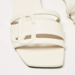 Jimmy Choo White Leather Laran Flat Slides Size 37