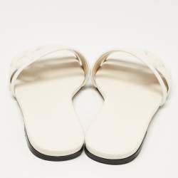 Jimmy Choo White Leather Laran Flat Slides Size 37