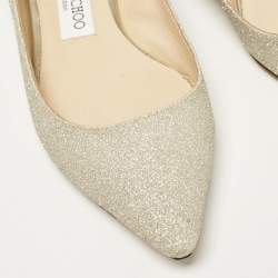Pre Owned Jimmy Choo Gold Glitter Romy Ballet Flats Size 36