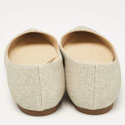 Pre Owned Jimmy Choo Gold Glitter Romy Ballet Flats Size 36
