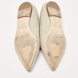 Pre Owned Jimmy Choo Gold Glitter Romy Ballet Flats Size 36