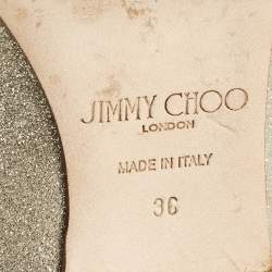 Pre Owned Jimmy Choo Gold Glitter Romy Ballet Flats Size 36
