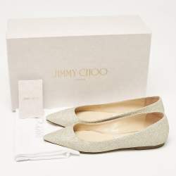 Pre Owned Jimmy Choo Gold Glitter Romy Ballet Flats Size 36