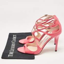 Jimmy Choo Pink Patent Leather Lance Ankle Strap Sandals Size 39