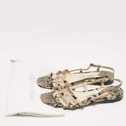 Jimmy Choo Multicolor Python Embossed Leather Slingback Sandals Size 36