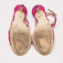 مملوكة مسبقًا Jimmy Choo Purple Suede Ankle Strap Sandals Size 41