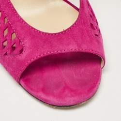 مملوكة مسبقًا Jimmy Choo Purple Suede Ankle Strap Sandals Size 41