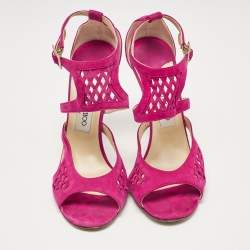 مملوكة مسبقًا Jimmy Choo Purple Suede Ankle Strap Sandals Size 41