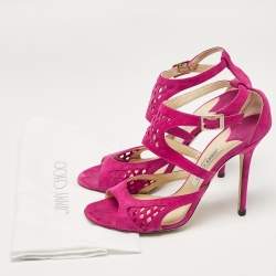 مملوكة مسبقًا Jimmy Choo Purple Suede Ankle Strap Sandals Size 41