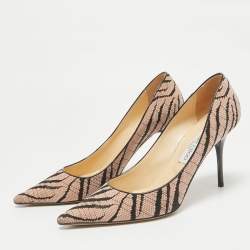 مملوكة مسبقًا Jimmy Choo Beige/Black Canvas Agnes Pumps Size 40