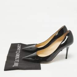 Jimmy Choo Black Patent Leather Romy Pointed Toe Pumps Size 39.5