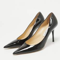 Jimmy Choo Black Patent Leather Romy Pointed Toe Pumps Size 39.5