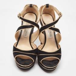 Jimmy Choo Black Suede April Platform Sandals Size 38