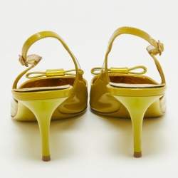 Jimmy Choo Green Patent Leather Slingback Pumps Size 39