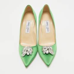 Jimmy Choo Green Satin Manda Pumps Size 39