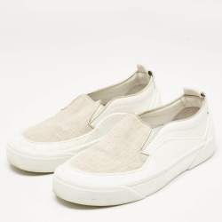 Jimmy Choo White Canvas and Rubber Slip On Sneakers Size 38