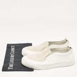 Jimmy Choo White Canvas and Rubber Slip On Sneakers Size 38