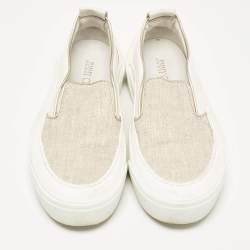 Jimmy Choo White Canvas and Rubber Slip On Sneakers Size 38