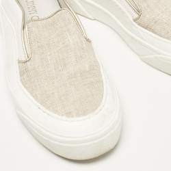 Jimmy Choo White Canvas and Rubber Slip On Sneakers Size 38