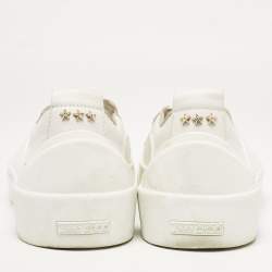 Jimmy Choo White Canvas and Rubber Slip On Sneakers Size 38