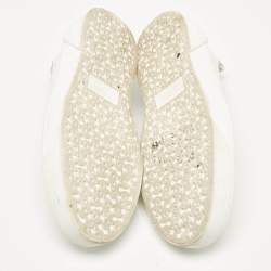 Jimmy Choo White Canvas and Rubber Slip On Sneakers Size 38