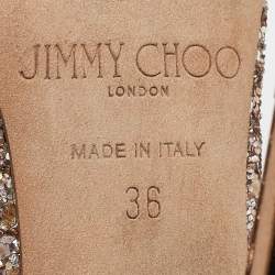Pre Owned Jimmy Choo Rose Gold Coarse Glitter Romy Pumps Size 36