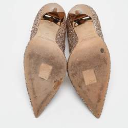 Pre Owned Jimmy Choo Rose Gold Coarse Glitter Romy Pumps Size 36