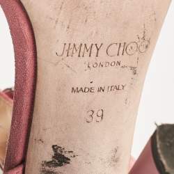 مملوكة مسبقًا Jimmy Choo Pink Suede Crystal Embellished Ankle Strap Sandals Size 39