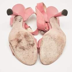 مملوكة مسبقًا Jimmy Choo Pink Suede Crystal Embellished Ankle Strap Sandals Size 39