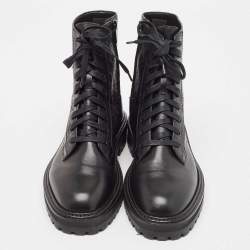 Pre Owned Jimmy Choo Black Leather Cora Combat Boots Size 40