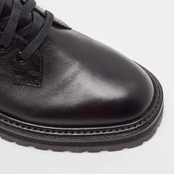 Pre Owned Jimmy Choo Black Leather Cora Combat Boots Size 40