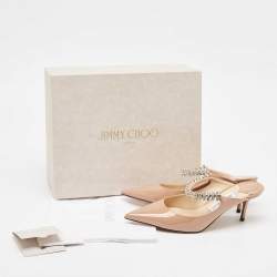 Pre Owned Jimmy Choo Dusty Pink Patent Leather Bing Mules Size 39.5