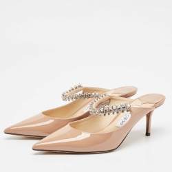 Pre Owned Jimmy Choo Dusty Pink Patent Leather Bing Mules Size 39.5