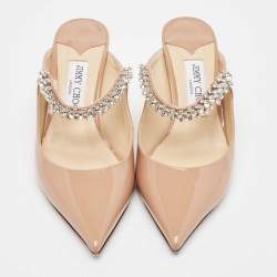 Pre Owned Jimmy Choo Dusty Pink Patent Leather Bing Mules Size 39.5