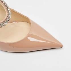 Pre Owned Jimmy Choo Dusty Pink Patent Leather Bing Mules Size 39.5